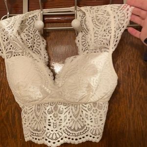 White cap sleeve bralette top